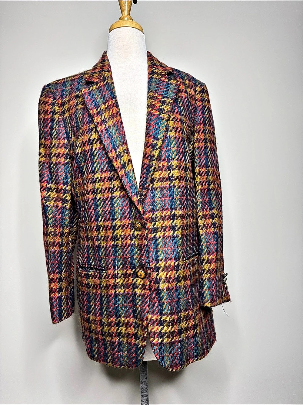 Vtg Wool Plaid Blazer in Multicolor Like New Sz 6